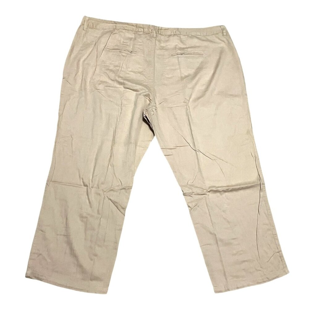 Woman Within NWOT Stretch Cotton Chino Straight Leg Pant Sz 28 Wide Petite Beige - Picture 7 of 10